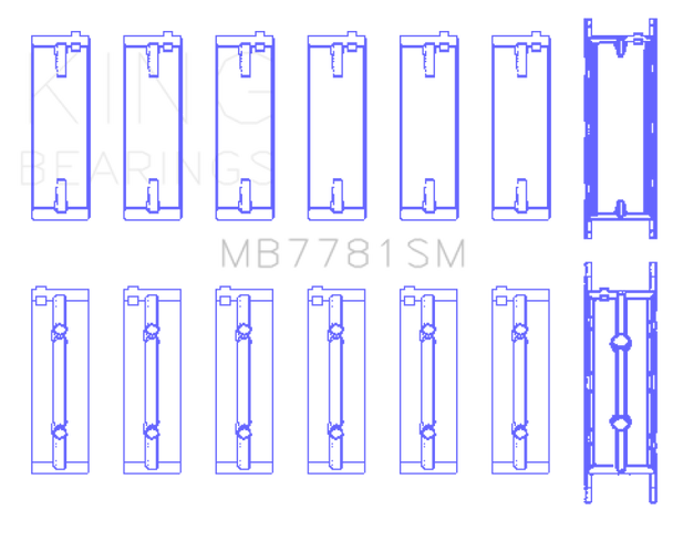 King BMW N57 D30 A/B/C / N57N / N57S (Size +0.5mm) Main Bearing Set MB7781SM0.5