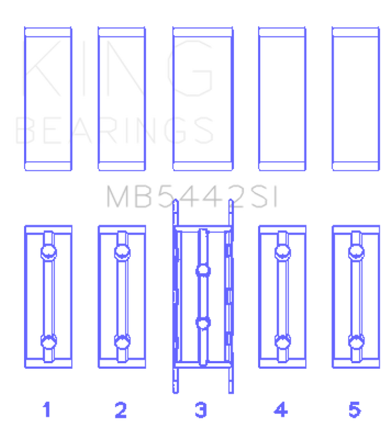 King Ford/Mazda Duratec 2.0/2.3 DOHC (Size STD) Silicon Bi-Metal Aluminum Main Bearing Set MB5442SI