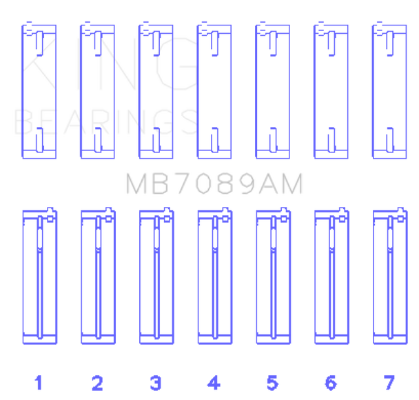 King Audi/Volkswagen ABV/AES/AUE Crankshaft Main Bearing Set (Set of 7) (Standard Size) MB7089AM