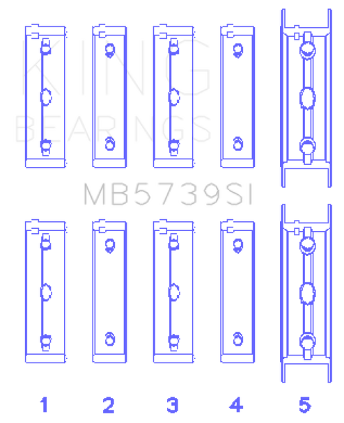King Subaru EJ20/EJ22/EJ25 .002 Oversized Bi-Metal Silicon Aluminum Main Bearing Set MB5739SI