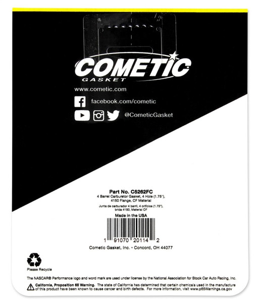 Cometic Holley 4 BBL .060in Fiber Carburetor Mounting Gasket - 4 Hole - 1.750in Holes C5262FC