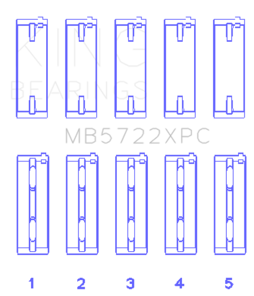 King Mitsubishi 4B11T EVO X 2007+ (Size STD) Coated Performance Main Bearing Set MB5722XPC