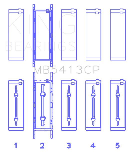 King Opel LNF / LSJ / L42/61 / Z22SE Crankshaft Main Bearing Set (Set of 5) MB5413CP