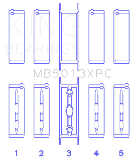 King Chevy LS1 / LS2 / LS6 (Size STD) Performance Main Bearing Set w/ pMaxKote MB5013XPC