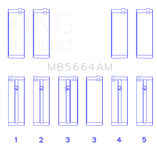 King Nissan QR25DE DOHC 16 Valves (Size STD) Main Bearing Set MB5664AM