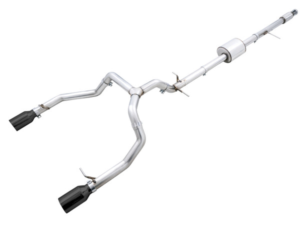 AWE Tuning 4th Gen GM 1500 5.3L 0FG Catback Split Rear Exit (Flat Bumper) - Dual Diamond Tips 3015-33206