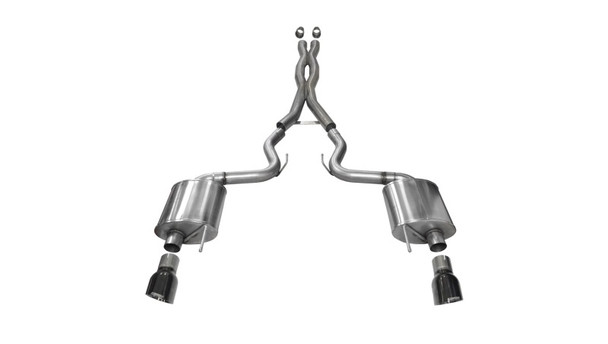 Corsa 2015-2017 Ford Mustang GT 5.0 3in Cat Back Exhaust Black Dual Tips (Sport) 14332BLK