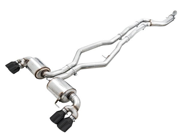 AWE Tuning 2019+ BMW M340i (G20) Non-Resonated Touring Edition Exhaust - Quad Diamond Black Tips 3015-43156