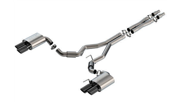 Borla 2024 Ford Mustang GT 5.0L V8 3 in ATAK Catback Non-Active Exhaust- Black Chrome Quad Tip 140970BC