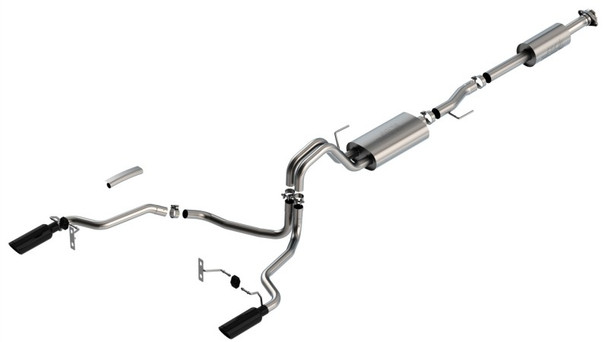 Borla F-150 2021 5.0L 4dr CC SB EC STB Lariat/KR/Pltm/LTD 3/2.25 SRE Cat-Back Touring Black CHR Tips 140865BC