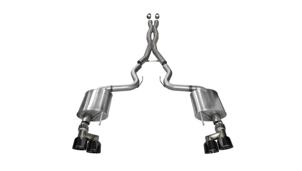 Corsa 2015-2017 Ford Mustang GT 5.0 3in Cat Back Exhaust Black Quad Tips (Sport) 14337BLK