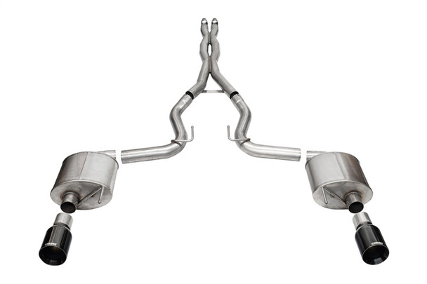 Corsa 2024 rd Mustang GT- Sport Cat-Back Ex.Sys 3.0in Dual Rear Exit w/4.5in Blk PVD StraightCut Tip 21255BLK