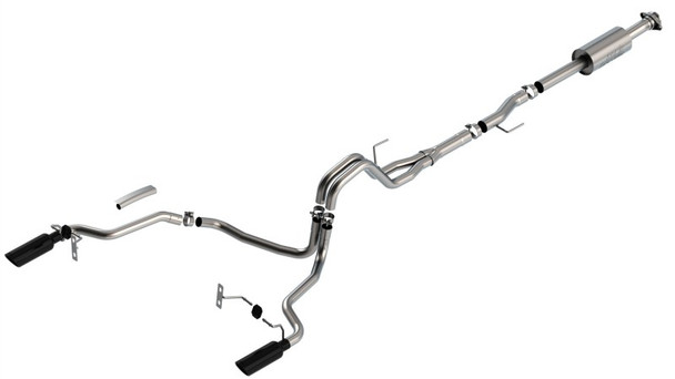 Borla F-150 2021 2.7L/3.5L 4dr CC SB EC STB Lar/KingR/Plnum/LTD 3/2.25 SRE CB S-Type BLK CHR Tips 140863BC