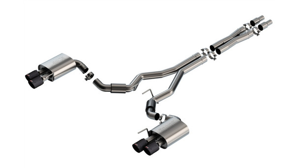 Borla 2024 Ford Mustang GT 5.0L V8 3 in S-Type Catback Non-Active Exhaust- Carbon Fiber Quad Tip 140969CFBA