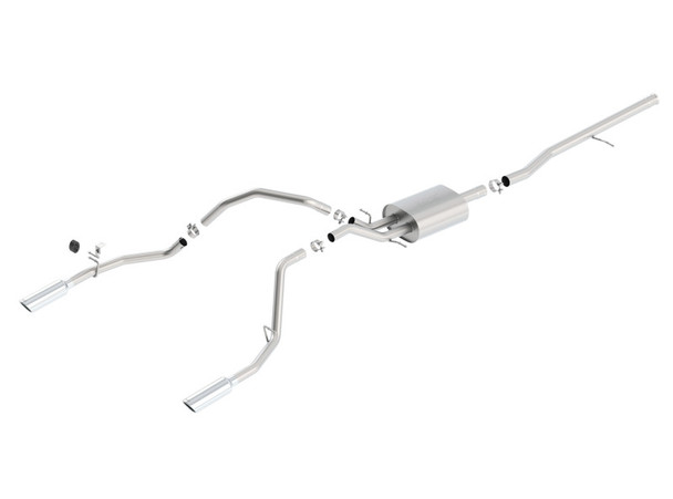 Borla 14 Silv/Sierra 1500 C/B S-Type Exh/2.75in Into Dual 2.25in Out 4in Tip Split Rear Exit 140536