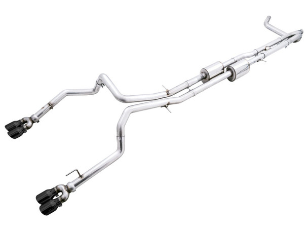 AWE Tuning 22-23 GMC Sierra 1500 AT4X 6.2L 0FG Catback Split Dual (Flat Bumper) - Diamond Black Tips 3015-43284