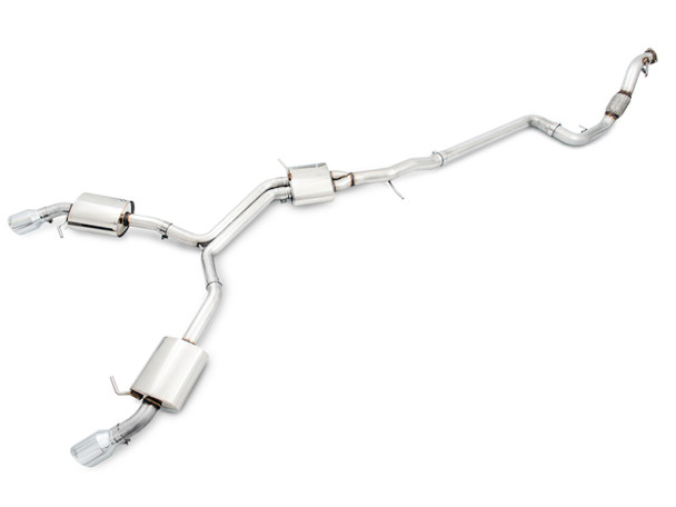 AWE Tuning Audi B9 A4 Touring Edition Exhaust Dual Outlet - Chrome Silver Tips (Includes DP) 3015-32078