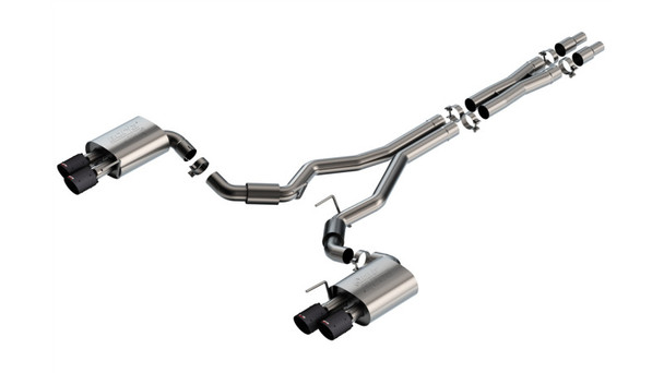 Borla 2024 Ford Mustang GT 5.0L V8 3 in ATAK Catback Non-Active Exhaust- Carbon Fiber Quad Tip 140970CFBA
