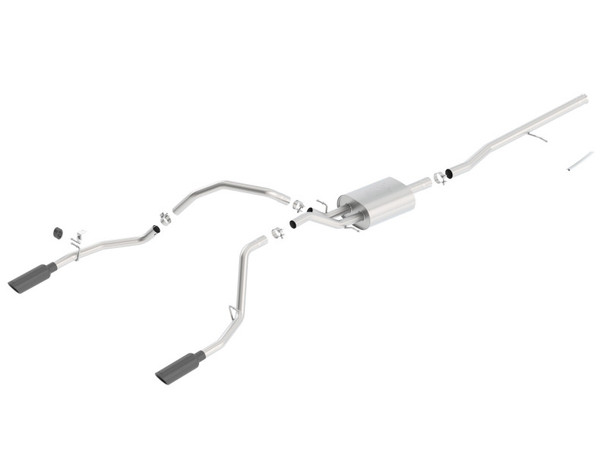 Borla 14 Silv/Sierra C/B Exh ATAK 1500 5.3L V8 AT/MT 2&4WD Ext Cab (78.7) WB - Black Chrome 140537BC