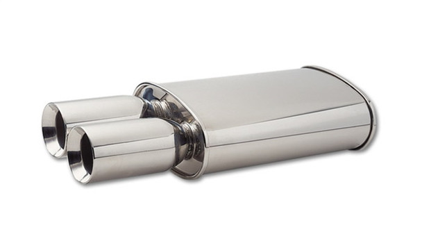 Vibrant StreetPower Oval Muffler w/ Dual 3.5in Round Tips Straight Cut Beveled Edge 2.5in inlet I.D. 1040