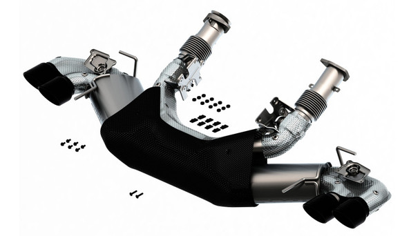 Borla 2020 Chevrolet Corvette C8 6.2L S-Type Exhaust System Dual Round Rolled A/C Black Chrome Tips 140838BC