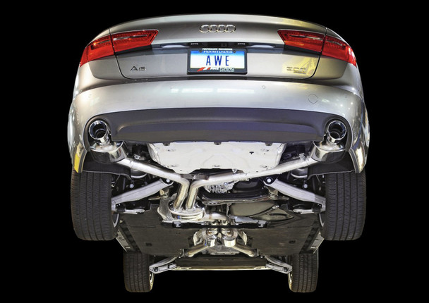 AWE Tuning Audi C7 A6 3.0T Touring Edition Exhaust - Dual Outlet Chrome Silver Tips 3015-32048