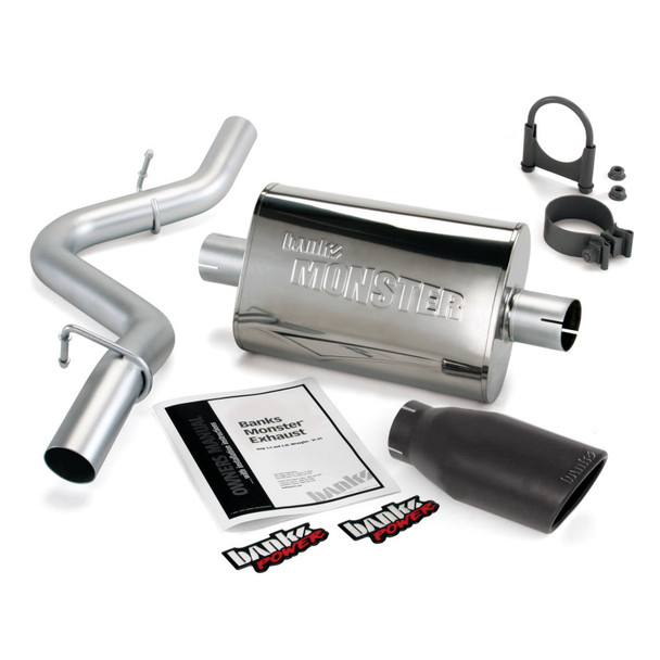 Banks Power 97-99 Jeep 2.5/4.0L Wrangler Slip Fit Cat Monster Exh Sys - SS Single Exh w/ Blk Tip 51312-B