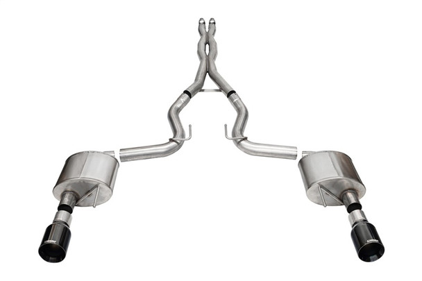 Corsa 24 Ford MustangGT Xtreme Cat-Back Ex.Sys 3.0in Dual Rear Exit w/4.5in Blk PVD StraightCut Tip 21251BLK