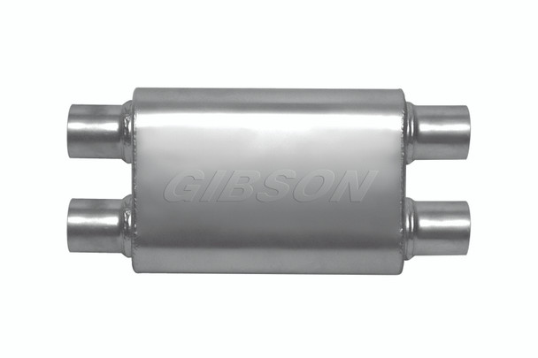 Gibson CFT Superflow Dual/Dual Oval Muffler - 4x9x18in/2.5in Inlet/2.5in Outlet - Stainless 55106S
