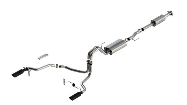 Borla F-150 2021 2.7L/3.5L 4dr CC SB EC STB Lar/KingR/Plnm/LTD 3/2.25 SRE CB Touring BLK CHR Tips 140862BC