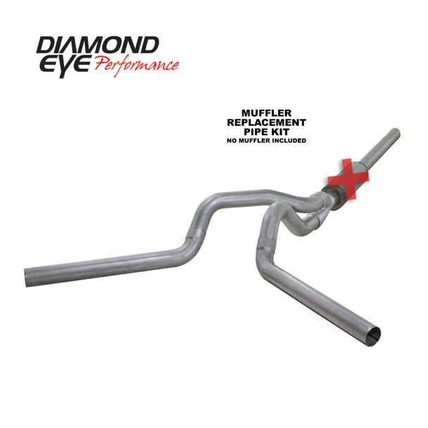 Diamond Eye KIT 4in CB MFLR RPLCMENT PIPE DUAL AL: 2004.5-2007.5 DODGE CUMMINS 600 K4236A-RP