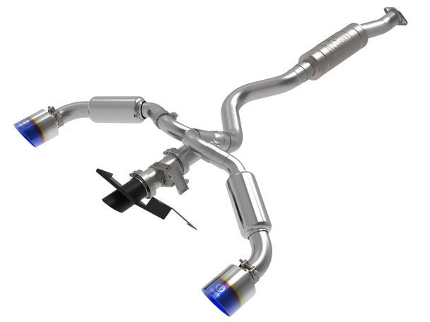 aFe 23-24 Toyota GR Corolla L3 1.6L (t) Gemini XV 3in to 2-1/2in Cat Back Exhaust w/ Blue Flame Tips 49-36067-L
