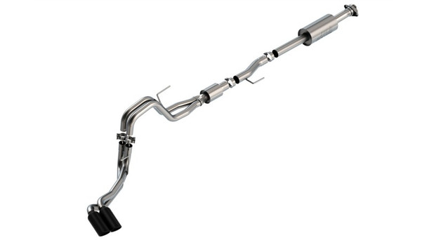 Borla F-150 2021 5.0L 4dr CC SB EC STB Lariat/KR/Pltm/LTD 3/2.25 DSE Cat-Back S-Type Black CHR Tips 140874BC