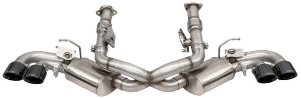 Corsa 20-24 Corvette C8 3in Valved Cat-Back 4.5in Blk Quad Tips Fits Factory Perf Exhaust DeletesAFM 21103BLK