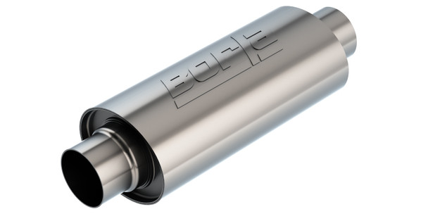 Borla Universal Muffler 5in. x 6.25in. X 13.5in. Body 18.5in. OAL 3in I.D. In/Out Brushed T-304 4ALEXR1993