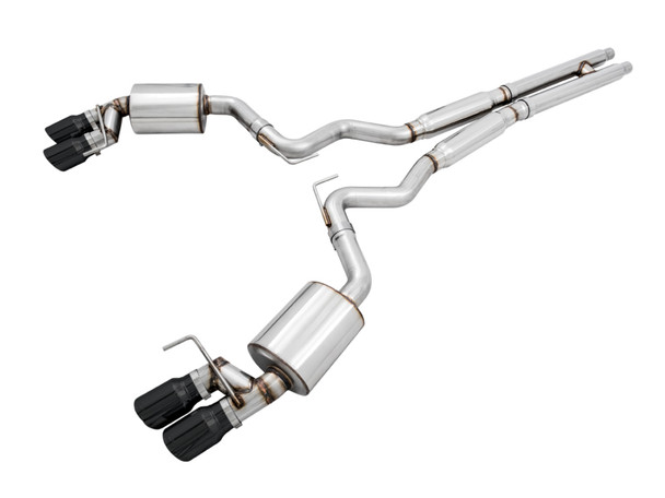 AWE Tuning 2018+ Ford Mustang GT (S550) Cat-back Exhaust - Touring Edition (Quad Diamond Black Tips) 3015-43106