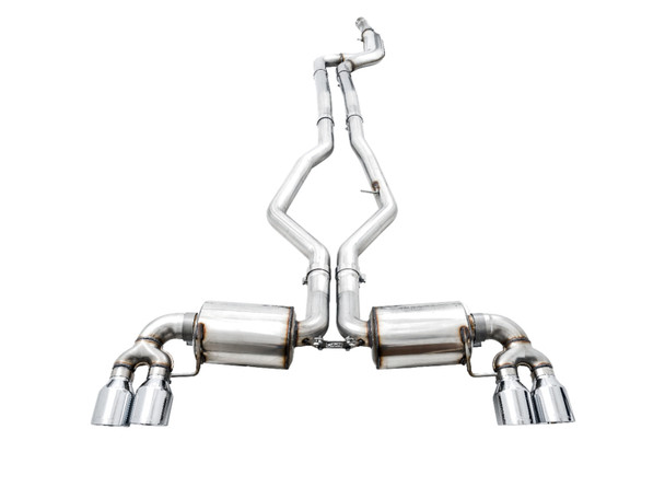 AWE Tuning 2019+ BMW M340i (G20) Non-Resonated Touring Edition Exhaust - Quad Chrome Silver Tips 3015-42148