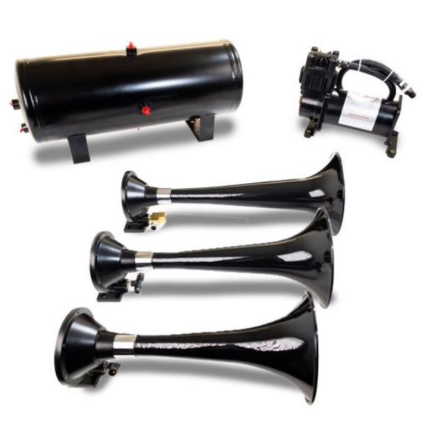 Kleinn Triple Black Horn Kit w/150 PSI Waterproof 3.0 gal Air Tank HK7