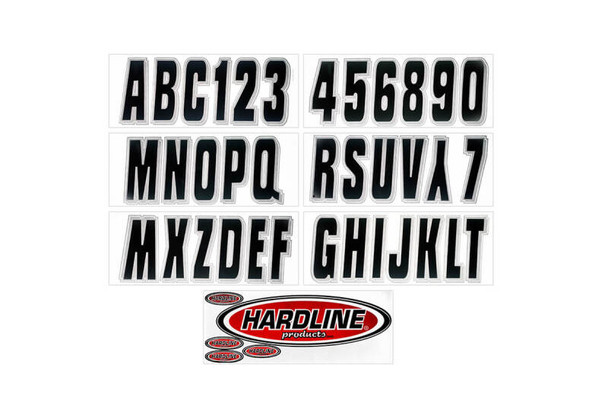 Hardline Boat Lettering Registration Kit 3 in. - 320 Black/Silver BLKSI320
