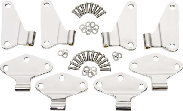 Kentrol 07-18 Jeep Wrangler JK Body Door Hinge Set 8 Pieces 4 Door - Polished Silver 30581