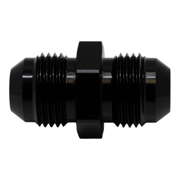 DeatschWerks 8AN Male Flare to 8AN Male Flare Coupler - Anodized Matte Black 6-02-0204-B