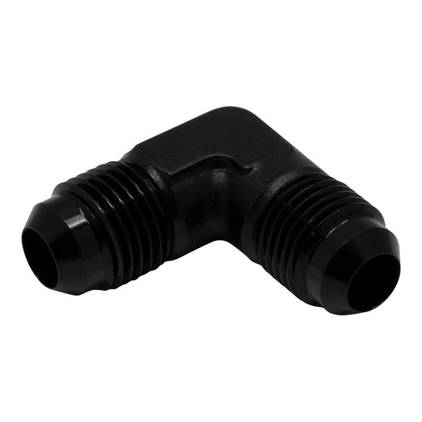 DeatschWerks 6AN Male Flare to 6AN Male Flare 90-Degree Fitting - Anodized Matte Black 6-02-0207-B