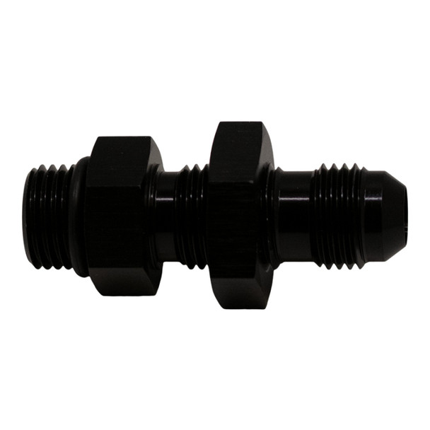 DeatschWerks 6AN O-Ring Male to 6AN Male Flare Bulkhead Include Nut - Anodized Matte Black 6-02-0726-B