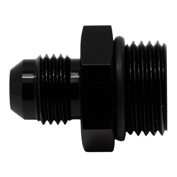 DeatschWerks 8AN ORB Male to 6AN Male Flare Adapter (Incl O-Ring) - Anodized Matte Black 6-02-0401-B