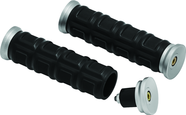 Kuryakyn Dillinger Grips 1in Silver 6676