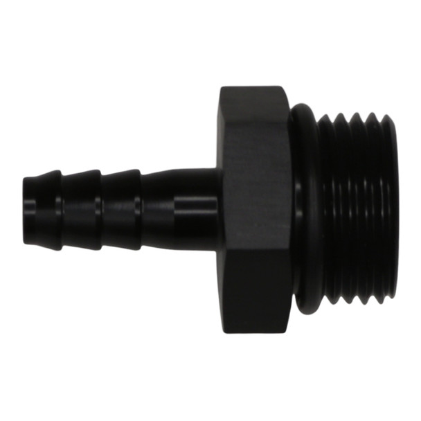 DeatschWerks 10AN ORB Male to 5/16in Male Triple Barb Fitting (Incl O-Ring) - Anodized Matte Black 6-02-0516-B