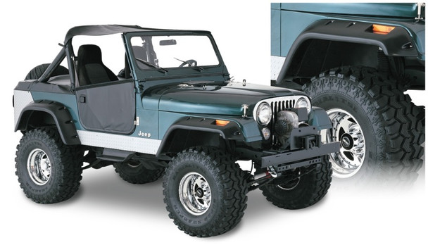 Bushwacker 59-83 Jeep CJ5 Cutout Style Flares 4pc - Black 10910-07