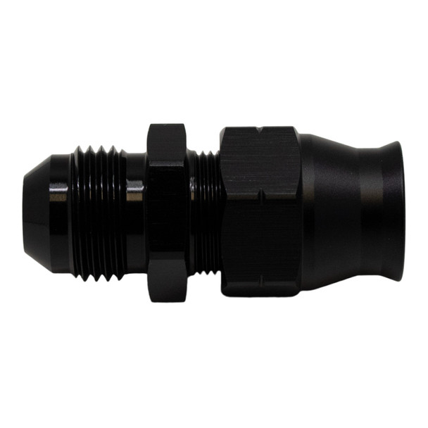 DeatschWerks 8AN Male Flare to 1/2in Hardline Compression Adapter - Anodized Matte Black 6-02-0111-B