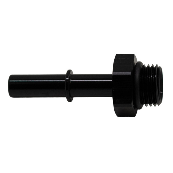 DeatschWerks 6AN ORB Male to 5/16in Male EFI Quick Connect Adapter - Anodized Matte Black 6-02-0114-B