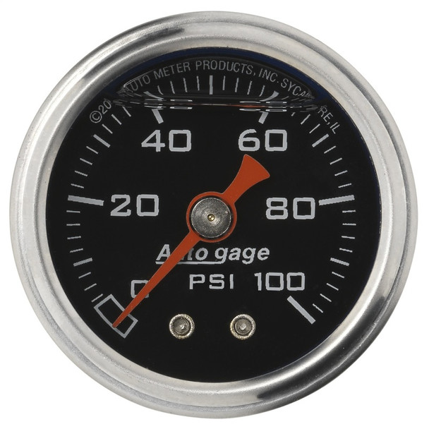 Autometer AutoGage 1.5in Liquid Filled Mechanical 0-100 PSI Fuel Pressure Gauge 2174